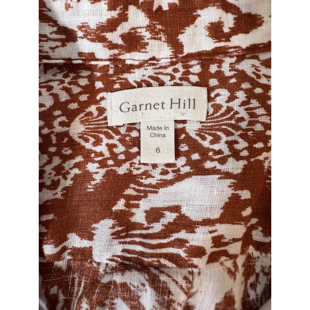 GARNET HILL (8)100% Linen-Button Up Shirt-Rusty White-Abstract-Resortwear-Luxury - Picture 8 of 12